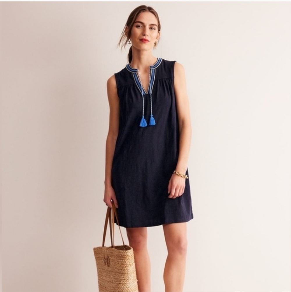 Boden Nadine Notch Cotton Dress Beach Nautical Summer Resortwear